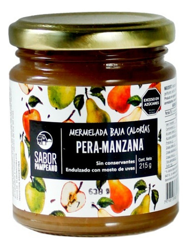 Mermelada de Pera y Manzana Sabor Pampeano Dulce 215 gramos en Frasco sin azúcar agregada