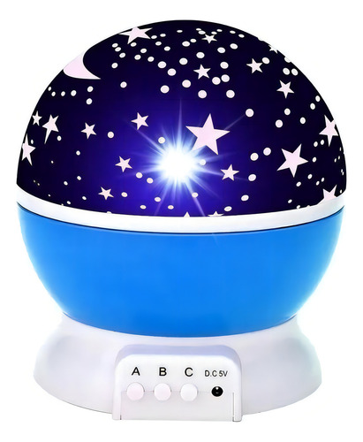 Lampara Noche Mesa Buro Proyector Estrella Niños Usb O Pilas Estructura Azul