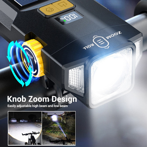 Luz Solar Para Bicicleta Con Carga Usb De 1200 Lúmenes Y Pan