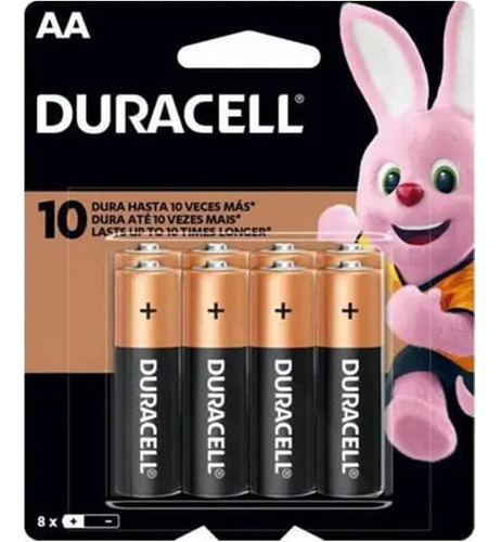 Pilha Alcalina Aa Mn1500b8 Duracell Cartela Com 8 Unidades