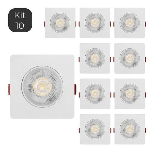 9 Spot Led 5w Dicroica Direcionável Quadrada Bca Quente Cor Branco 110V/220V