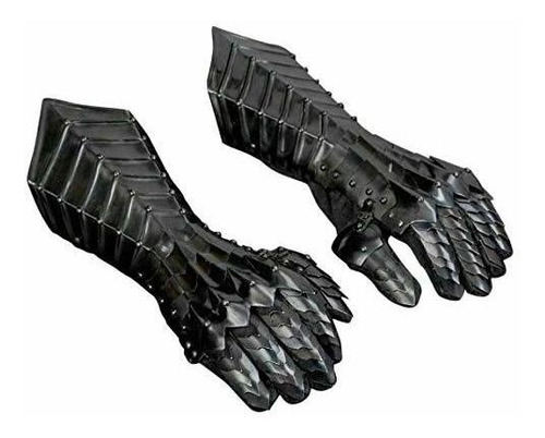 Arma Y Armadura - Black Antique Nazgul Gauntlets Steel Medie