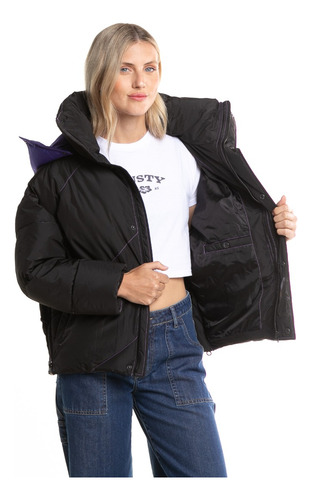 Campera De Abrigo Rusty Daisy Puffer Negra Mujer