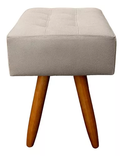 Puff Retangular New para Sala e Quarto Suede Bege - Jylcrom