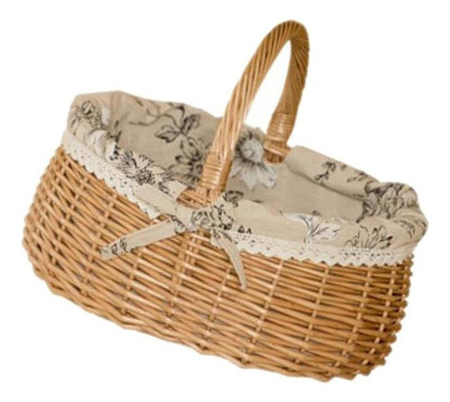 Cesta De Armazenamento De Piquenique De Vime Tecido De Palha