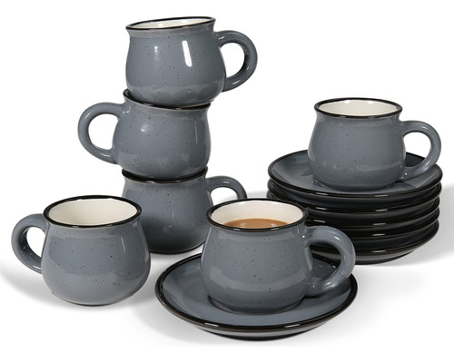 Juego De 6 Tazas De Café Turco Elegantes Senwako 2.8 Oz.