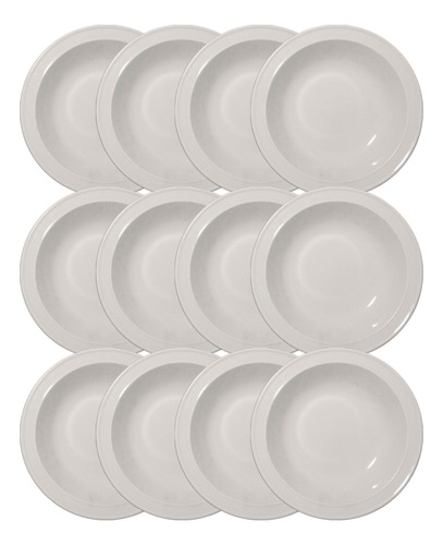 X12 Plato Hondo Porcelana Línea Távola, Verbano Color Blanco Liso