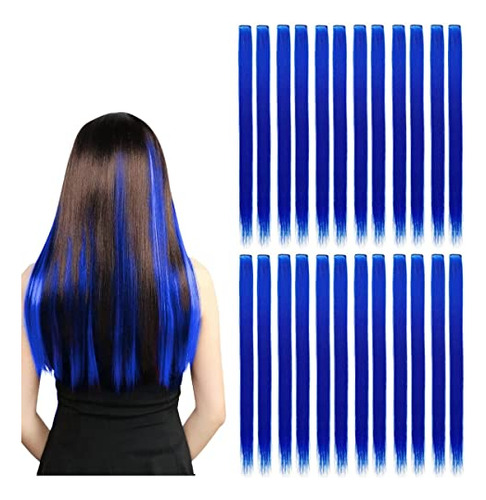 24 Pcs Colored Party Highlights Colorful Clip In Hair Dvwkt