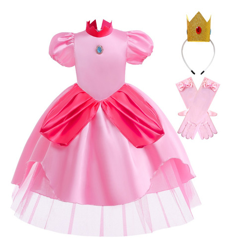 Vestido Princesa Peach Bebé Largo Poliéster