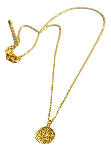 Unique Vintage Zodiac Coin Pendant Necklace With Embossed