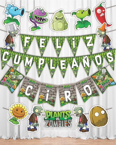 Plantas Vs Zombies Decoración Imprimible Para Cumpleaños