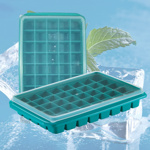 Forma De Gelo Com Tampa 40 Cubos Grande Plasnorthon 04 Unid