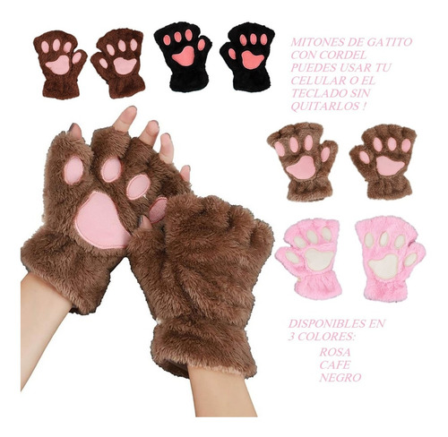 Guantes Polar Invierno De Gatito Para Usar Celular Y Teclado