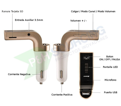 Imagen 9 de 10 de Transmisor Fm Bluetooth Manos Libres Usb Micro Sd Tech A2dp