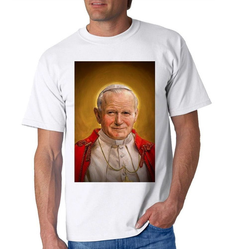 Remera De Hombre Pintura Papa Juan Pablo Ii Religion