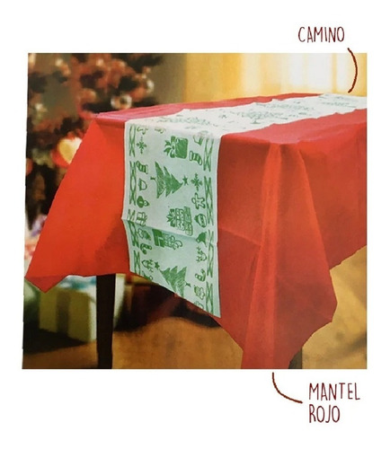 Mantel Rectangular Friselina C/ Camino Navideño 1.2 X 1.8 Mt
