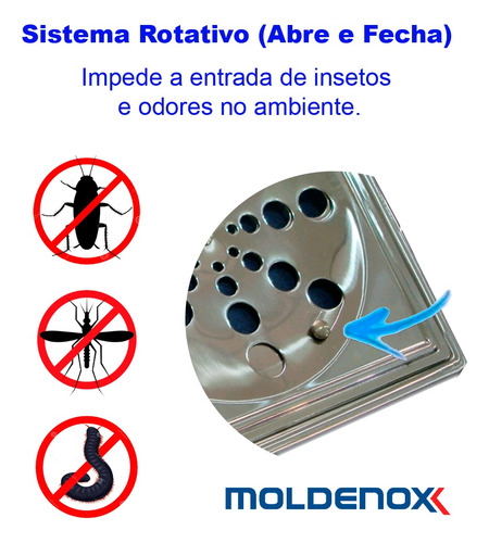 Ralo Grelha 03pçs 10x10cm C/caixilho. Aço Inox 304 Moldenox