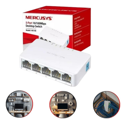 Switch 5 Portas Mercusys 10/100 Mbps Hub