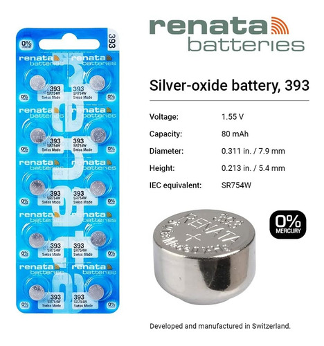 50 Pilas Modelo 393 Sr754 Marca Renata Reloj