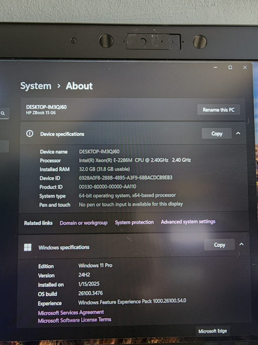 Lap Top Workstation Hp 32gb Ram Intel R Xeon R Processor (Usado)