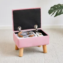 Comprar Taburete Otomano Con Almacenamiento Terciopelo Pata Madera