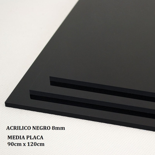 Media Placa De Acrilico Negro 8mm Negro