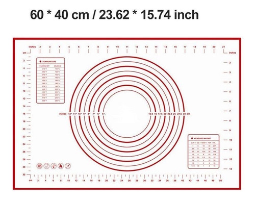 Manta Tapete De Silicón Para Amasar Medir Hornear 