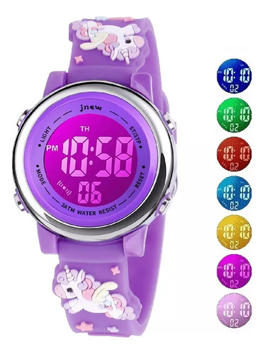 Reloj Digital Led Multifuncional Con Diseño De Unicornio Par