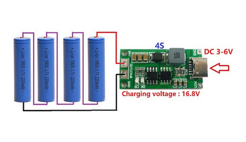 Cargador Batería De Li-ion 4s (4 Celdas) Con Usb-c Ddtccrub