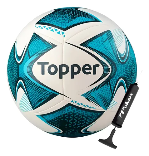 Bola Futebol De Campo Topper 22 Oficial + Bomba De Ar Azul
