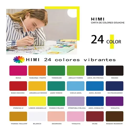 Himi-pintura Gouache de gelatina, juego de 56 colores, no tóxico, pintura  Gouache profesional, 42 colores
