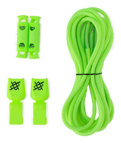 Cadarço Elástico Hupi Laces Verde Neon Liso Cor Verde-néon