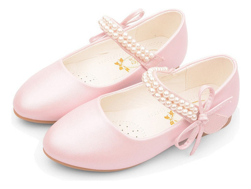 Zapatos Planos De Ballet Para Niñas Pequeñas Con Perlas, Laz