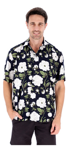 Camisa Hawaiana Hombre Floreada Manga Corta 