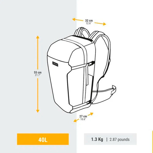 Mochila de viaje 40 L Ecodesign Travel 500 Color Negro