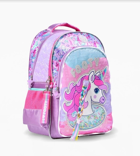 Mochila Unicornio Lila Lentejuelas Y Led 18'' Footy F853