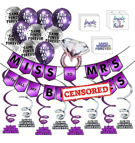 Miss To Mrs Classy & Sassy Bachelorette Purple Party Pack - 