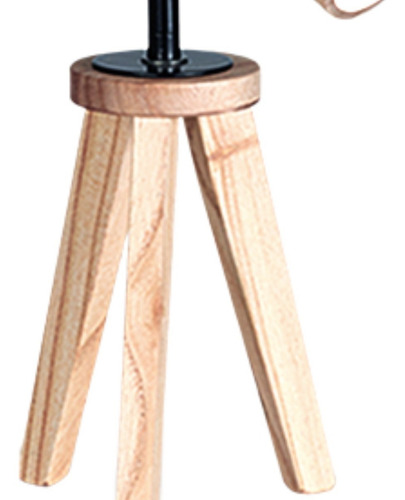 Imagen 3 de 4 de Lampara Velador Escritorio Tripode Madera Maciza Gu10