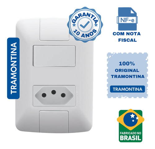 Kit 10 Interruptor Com Tomada Tramontina 10a 4x2 Branca