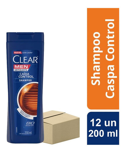 Pack Shampoo Clear Men Anti Caspa Control Caida 12un X 200ml