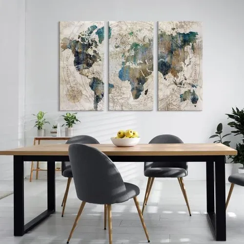 Goldfoilart Vintage World Map Canvas Wall Art Póster Grande