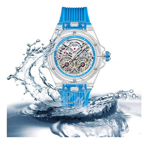 Relojes Impermeables Automáticos Onola Tourbillon Color De La Correa Blue/white