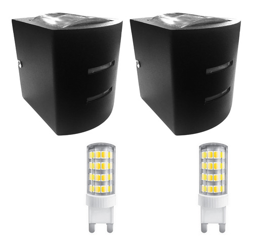 Pack 2 Aplique Exterior Acero Bidireccional Led 6w Bipin Día