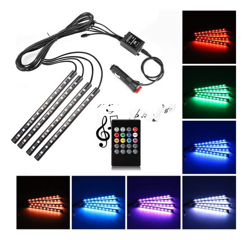 Luces Led Auto Interior Decorativa Control Rgb  Kit