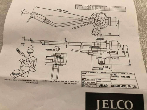Braço Toca Discos Jelco Sa 370 H Cápsula Shure M97xe