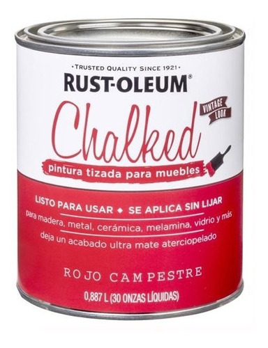 Imagen 1 de 6 de Esmalte Sintetico Chalked Tiza Rust Oleum Rojo Campestre  Pa