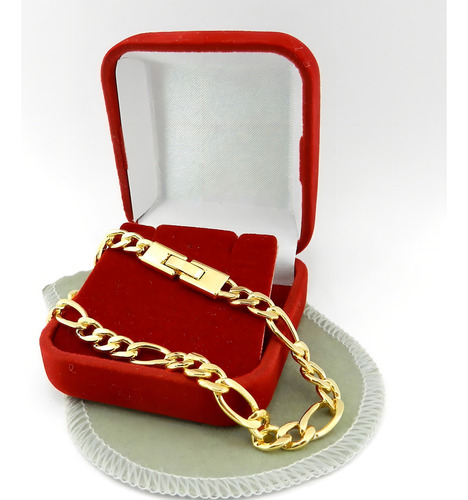 Pulseira Masculina 25cm 6mm Largura Folheada Ouro Pl235 Comprimento 25 Cm Cor Dourado