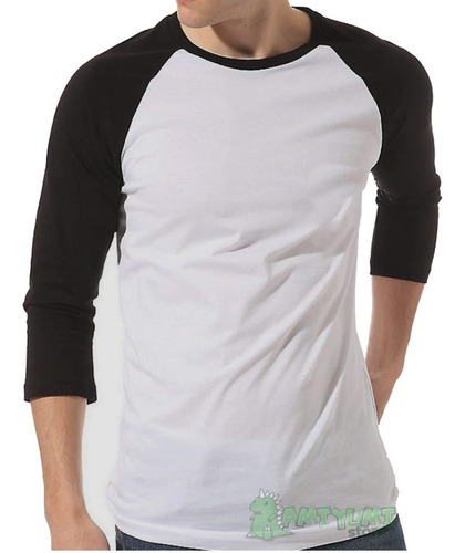 Camiseta Raglan 3/4 Lisa 100 % Algodão Kit 10 Peças Atacado