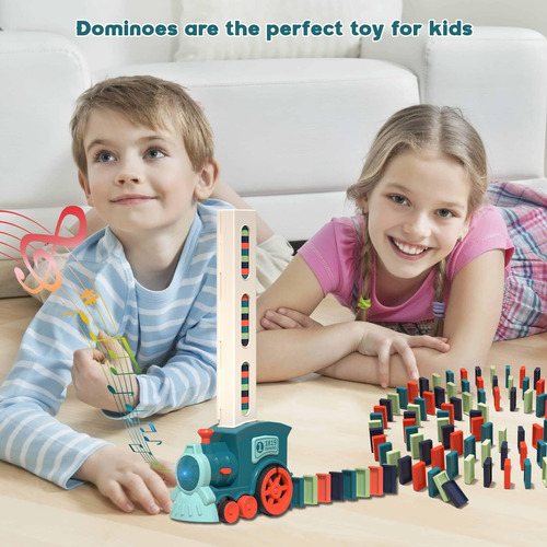 Juego De Juguetes Domino Train Para Niños, 100 Pcs Bloques Y