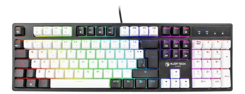 Teclado Gamer Njotech Mecánico Retroiluminado Negro Y Blanco